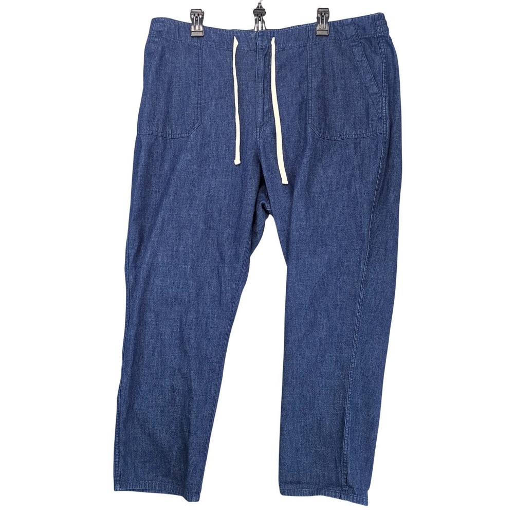 J.Crew Blue Casual Jeans Womens 2XL 40x28 Elastic Waist Drawstring Straight Leg